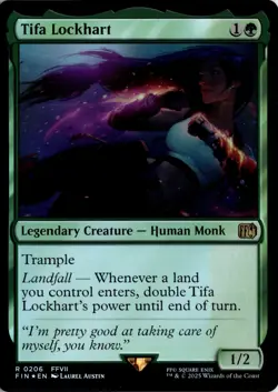 MTG FINAL FANTASY FOIL Tifa Lockhart R 206 NM FIN Pack Fresh ActualScan of Card - Image 1