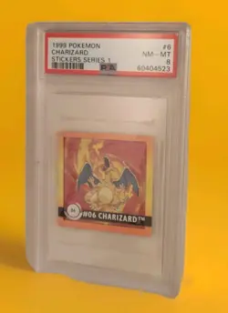 1999 1st Gen PSA 8 NM-MINT Charizard # 06 Artbox Stickers Series 1 Pokemon Card - Image 1