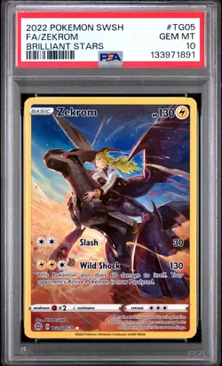 2022 POKEMON SWORD & SHIELD BRILLIANT STARS #TG05 FULL ART/ZEKROM PSA 10 - Image 1