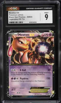 CGC 9 Mewtwo EX Legendary EX Tin Black & White 2012 Pokemon Card #BW45 - Image 1