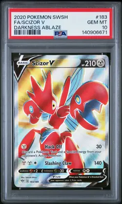 2020 POKEMON SWORD & SHIELD DARKNESS ABLAZE #183 FULL ART/SCIZOR V PSA 10 - Image 1