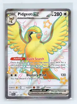 Pidgeot ex 221/091 SV: Paldean Fates Shiny Ultra Rare Pokemon TCG NM - Image 1