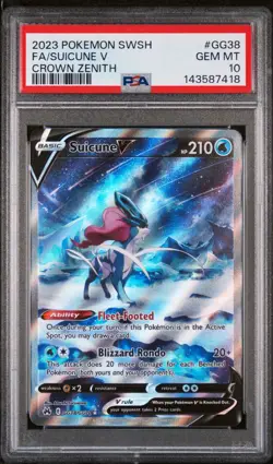 Fa/Suicune V Pokemon Sword And Shield Crown Zenith GG38 NM PSA 10 - Image 1