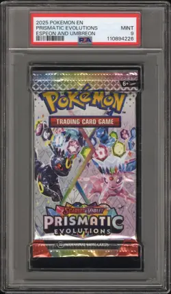 Pokemon S&V Prismatic Evolutions Espeon & Umbreon Booster Pack PSA 9 Mint - Image 1