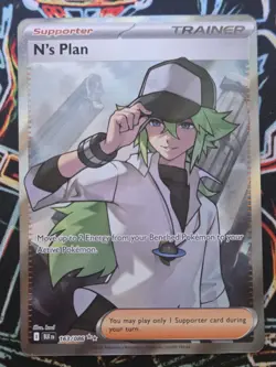 Pokemon TCG N's Plan 163/086 Full Art Trainer SV: Black Bolt NM/M - Image 1