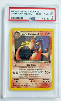 2000 Dark Charizard Holo Pokemon Rocket 4/82 PSA 8 NM-MT - Image 1