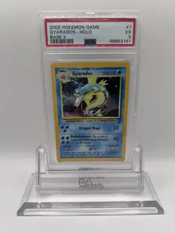 2000 Pokemon Game Gyarados 007/130 Base Set 2 Holo PSA 5 - Image 1