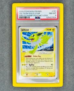 2008 Pokemon World Championships Promo Gold Star Psychic Lock Jolteon #101 PSA 8 - Image 1