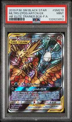 2019 POKEMON SM BLACK STAR PROMO FULL ART/MOLTRES & ZAPDOS & ARTICUNO GX PSA 9 - Image 1