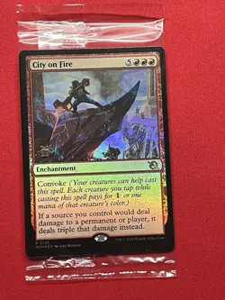 MTG City on Fire Prerelease Foil Sealed In Plastic Wrapper March Of The Machine - Image 1