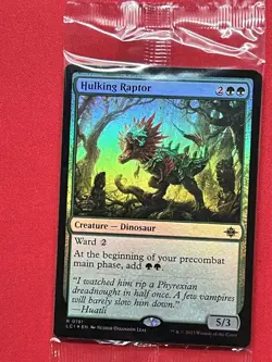 MTG LCI Ixalan Hulking Raptor Prerelease Card Foil Factory Sealed - Image 1