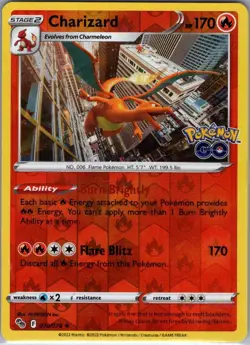 Charizard 010/078 Reverse Holo Pokemon GO - Pokemon Card - NM - Image 1