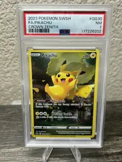 Pokemon 2023 Crown Zenith Full Art PIKACHU #GG30 PSA 7 RARE - Image 1