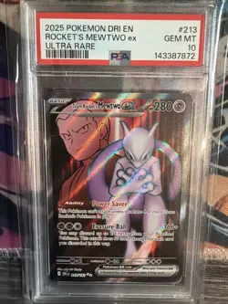2025 POKEMON DRI EN-DESTINED RIVALS ULTRA RARE TEAM ROCKET'S MEWTWO EX PSA 10 - Image 1