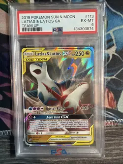 2019 Pokemon Sun & Moon Team Up #113 Latias & Latios Gx Team Up PSA 6 - Image 1