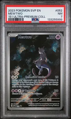 2023 POKEMON SVP EN-SV BLACK STAR PROMO 151 ULTRA-PREM COLL #052 MEWTWO PSA 7 - Image 1