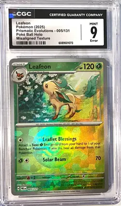 2025 POKEMON PRE EN-005 POKE BALL REVERSE HOLO LEAFEON FIND 70 2X, SHADOW ERROR - Image 1