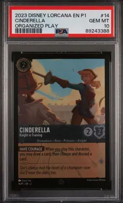 2023 Disney Lorcana Cinderella Knight In Training Organized Play Promo PSA 10 - Image 1