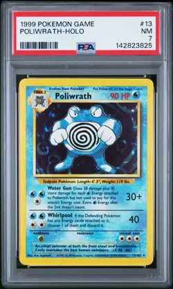 1999 Pokemon Poliwrath 13/102 WOTC Base Set Unlimited Holo Rare TCG PSA 7 - Image 1