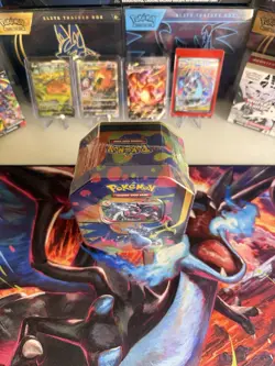 SEALED Mega Charizard X ex Tin Pokemon TCG Mega Evolution Phantasmal Flames - Image 2