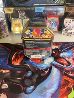 SEALED Mega Charizard X ex Tin Pokemon TCG Mega Evolution Phantasmal Flames - Image 5