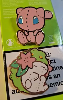 Vintage Matching Shaymin And Mew Pokemon Pins Collection Mint Condition - Image 1