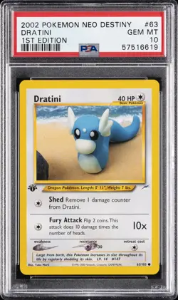 2002 POKEMON NEO DESTINY 1ST ED #63 DRATINI PSA 10 - Image 1
