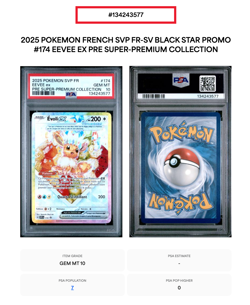 PSA 10 Eevee ex SVP 174 Super Premium Collection Promo Pokemon FR POP 7 - Image 5