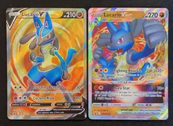 Pokemon Card TCG - Lucario V SWSH213 & Lucario VSTAR SWSH214 Black Star Promo NM - Image 1