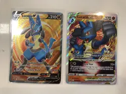 Pokemon Card TCG - Lucario V SWSH213 & Lucario VSTAR SWSH214 Black Star Promo NM - Image 1