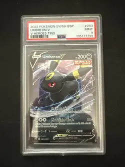 Pokemon TCG Umbreon v Holo Ultra Rare Card 094/203 Evolving Skies PSA 9 - Image 1