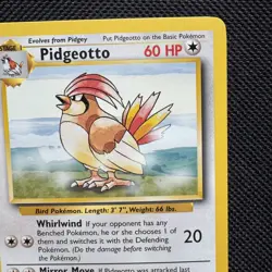 Pidgeotto 22/102 Pokemon Base Set Trading Card WOTC TCG Rare 1999 NM - Image 2