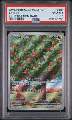 Pokemon Applin 185/167 Twilight Masquerade Illustration Rare Holo graded PSA 10 - Image 1