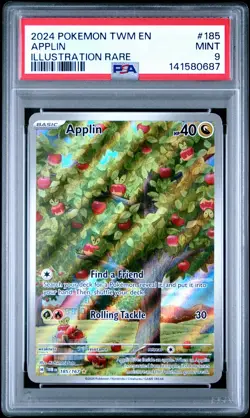 2024 POKEMON TWM EN-TWILIGHT MASQUERADE ILLUSTRATION RARE #185 APPLIN PSA 9 - Image 1