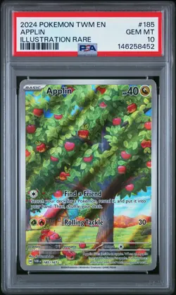 2024 POKEMON TWM EN-TWILIGHT MASQUERADE ILLUSTRATION RARE #185 APPLIN PSA 10 - Image 1