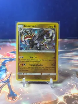 Pokemon TCG Kommo-o 77/111 SM Crimson Invasion Exclusive Cracked Ice Holo LP - Image 1