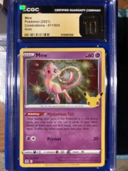 Mew Holo Rare 011/025 2021 Pokemon 25th Celebrations CGC PRISTINE 10 - Image 1