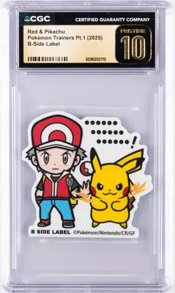 2025 POKEMON TRAINERS PT. 1 B-SIDE LABEL RED & PIKACHU CGC 10 PERFECT - Image 1