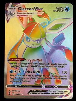 Glaceon VMAX (Secret) (208/203) SWSH07: Evolving Skies Pokemon NM - Image 1