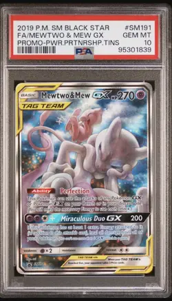 Pokemon 2019 Mewtwo & Mew GX SM191 Full Art SM Black Star Promo PSA 10 GEM MINT - Image 3
