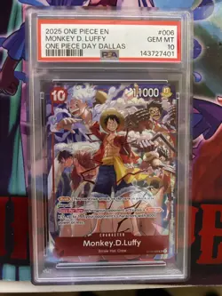 2025 ONE PIECE PROMOS ONE PIECE DAY DALLAS #006 MONKEY D. LUFFY PSA 10 - Image 1