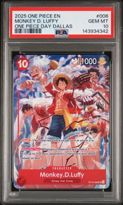 2025 ONE PIECE PROMOS ONE PIECE DAY DALLAS #006 MONKEY D. LUFFY PSA 10 - Image 1