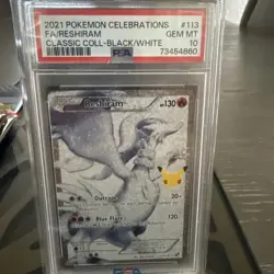 Pokemon TCG Reshiram Full Art Holo Card 113/114 Celebrations PSA 10 - Image 1