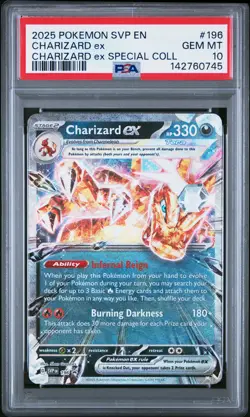 2025 POKEMON SVP EN-SV BLACK STAR PROMO #196 CHARIZARD EX PSA 10 - Image 1