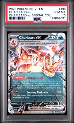 2025 POKEMON SVP EN-SV BLACK STAR PROMO #196 CHARIZARD EX PSA 10 - Image 1