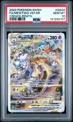 2023 Pokemon Crown Zenith #GG44 Mewtwo Vstar PSA 10 - Image 1