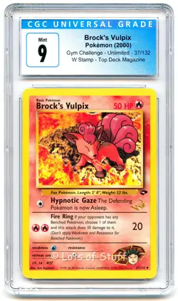 CGC 9 MINT Brock's Vulpix W Stamp Promo 2000 Pokemon WOTC Top Deck 37/132 -27 - Image 1