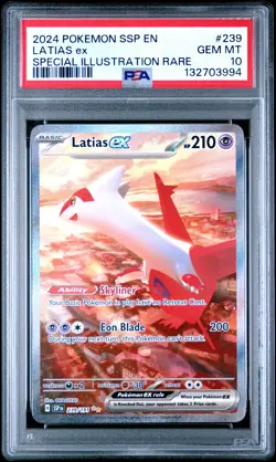 2024 POKEMON SSP EN-SURGING SPARKS SPECIAL ILLUSTRATION RARE LATIAS EX PSA 10 - Image 1