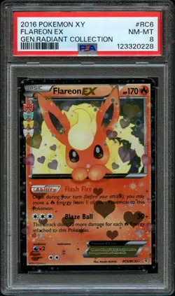 2016 POKEMON XY GENERATIONS RADIANT COLLECTION #RC6 FLAREON EX PSA 8 NEAR MINT - Image 1