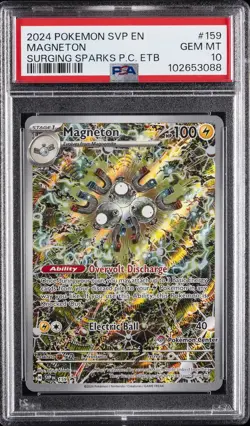 2024 POKEMON SURGING SPARKS POKEMON CENTER ETB PROMO SVP #159 MAGNETON PSA 10 - Image 1